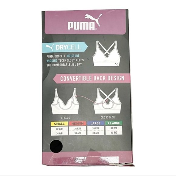 NEW PUMA 2 Pack Seamless Active Performance Sports Bra - Black / Gray - Picture 9 of 10